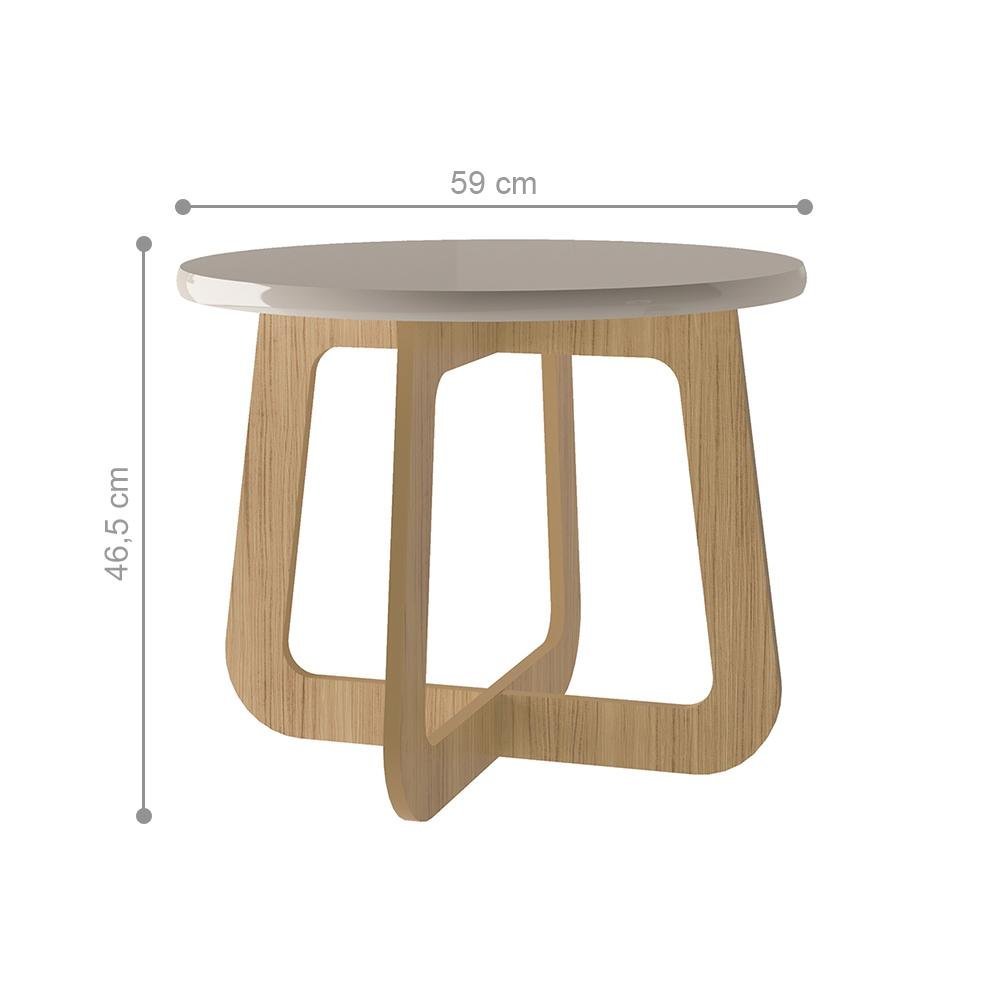 Mesinha de Centro Redonda Burnley Off White Carvalho - 2