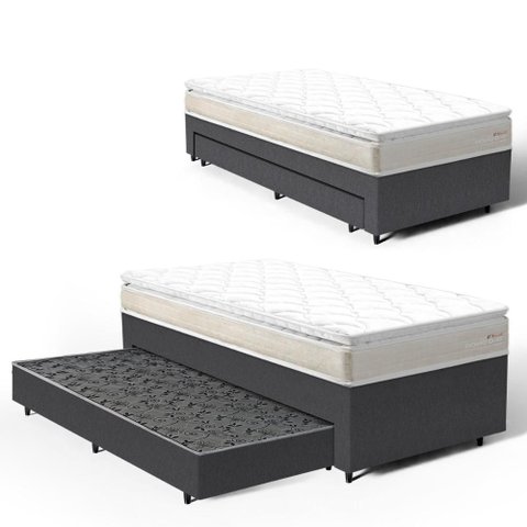 Cama Box com Colchão de Espuma D45 Pillow Top Ortopédico Domo + Auxiliar de Molas Unique Solteiro
