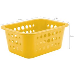 Caixa Organizadora Organize Bancada Cesto De Plástico 1,5l Amarelo - 2 Caixa Organizadora Organize Bancada Cesto De Plástico 1,5l Amarelo - 2