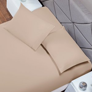 Kit 2 Fronhas 70cm X 50cm Soft Par Capa para Travesseiro Envelope 180 Fios Colorida Cáqui