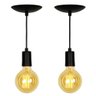 Kit 2 Pendentes Tubo Cilindro Alumínio Preto Com Lampada - 1