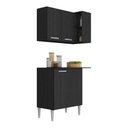 Ver imagem 1 de Kit Armário de Cozinha Aéreo Canto com Balcão 90cm 3 Portas Pequim Multimóveis Mp2381 Preto