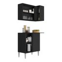 Ver imagem 4 de Kit Armário de Cozinha Aéreo Canto com Balcão 90cm 3 Portas Pequim Multimóveis Mp2381 Preto