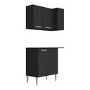 Ver imagem 6 de Kit Armário de Cozinha Aéreo Canto com Balcão 90cm 3 Portas Pequim Multimóveis Mp2381 Preto