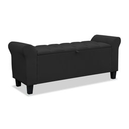 Recamier Baú Calçadeira para Cama Box Queen 150 Cm Dubai Corino Preto - Lh Móveis - 10