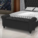 Ver imagem 1 de Recamier Baú Calçadeira para Cama Box Queen 150 Cm Dubai Corino Preto - Lh Móveis