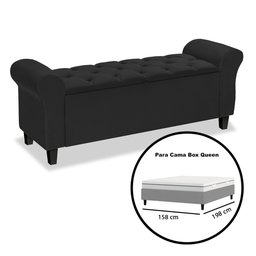 Recamier Baú Calçadeira para Cama Box Queen 150 Cm Dubai Corino Preto - Lh Móveis - 5