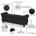 Ver imagem 7 de Recamier Baú Calçadeira para Cama Box Queen 150 Cm Dubai Corino Preto - Lh Móveis