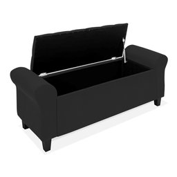 Recamier Baú Calçadeira para Cama Box Queen 150 Cm Dubai Corino Preto - Lh Móveis - 2