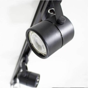 Trilho Eletrificado 1M Preto + 4 Spot Gu10 Mr16 LED 6W 3000K Branco Quente