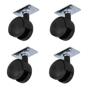 Kit com 4 Rodízios Giratório C/ Chapa Móveis Puff Mesa Rd38 Super Resistentes