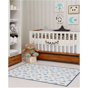 Tapete Infantil 1,00 x 1,40 Antiderrapante Quarto Azul Hk-01