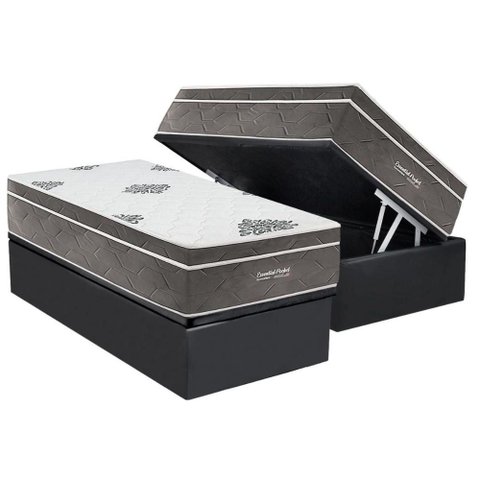 Cama Box Baú Solteiro + Colchão Molas Inovaflex Essential