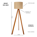 Ver imagem 3 de Abajur de Chão Tripé 1,50 Cm Completo com Cúpula e Fiação Luminária de Piso para Sala, Quarto