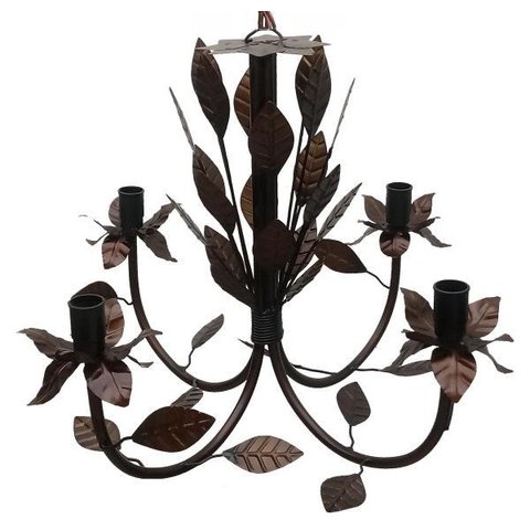 Lustre Pendente de Teto com Folhas em Ferro para Iluminação de Sala