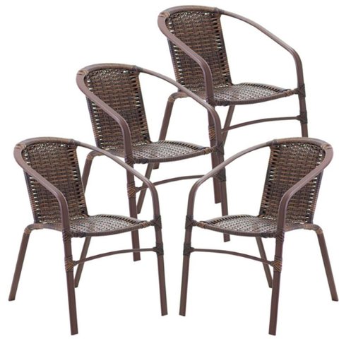 4 Cadeiras Floripa em Alumínio Pintura para Cozinha, Área, Jardim Trama Original
