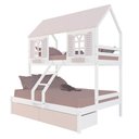 Ver imagem 2 de Beliche Casal/ Solteiro Casinha Bela 02 Gavetas Rosa - Madeira Maciça Branco/rosa | Housin