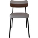 Ver imagem 5 de Cadeira Estofada para Sala de Jantar Astrid Preto C01 Linho Cinza Courino Whisky - Lyam Decor