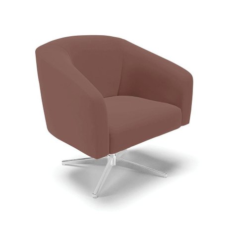 Cadeira Sala de Jantar Giratória Base Cromada Stella Veludo D03 - D\'rossi Cor Rose
