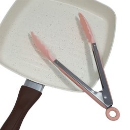 Pegador Pinça Silicone Cozinha Massa Macarrão Salada Carne Rosa Quartzo - 4