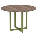 Ver imagem 1 de Mesa de Reunião Redonda P25 Pandin 110 Cm (largura) Tampo Mdp Walnut Pé Aço Tubular Verde Mirô