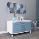 Ver imagem 1 de Mapoteca Mont 5 Gavetas 71,3cm x 120,4cm Aço Cinza/Branco/Azul Dali