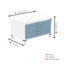Ver imagem 3 de Mapoteca Mont 5 Gavetas 71,3cm x 120,4cm Aço Cinza/Branco/Azul Dali