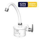 Ver imagem 2 de Torneira Elétrica Plus para Cozinha de Parede Bica Alta 4 Tempos Branca e Cromado 4800W/127V Durín