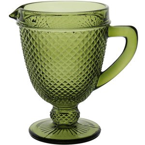 Jarra 1 Litro Vidro Bico De Jaca Água Jarro Suco Retrô Verde