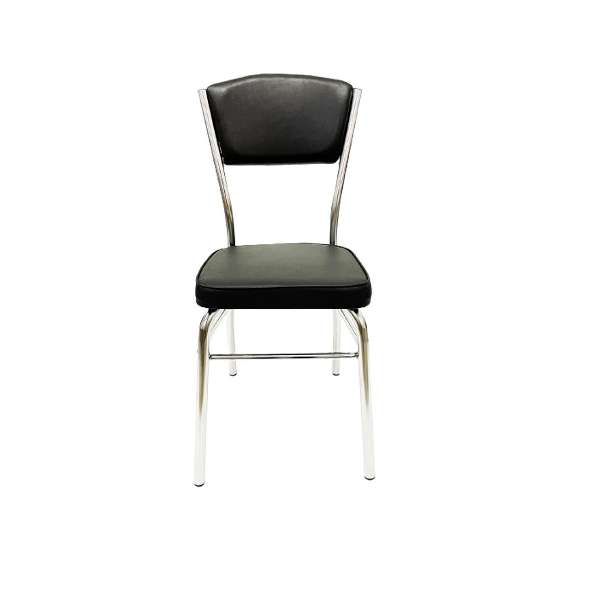 Cadeira Cozinha Reforço Cromada Assento Grosso Confortável Encosto Estofado Cor Preto Kit 4 Peç - 3