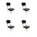 Ver imagem 1 de Cadeira Cozinha Reforço Cromada Assento Grosso Confortável Encosto Estofado Cor Preto Kit 4 Peç