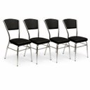 Ver imagem 3 de Cadeira Cozinha Reforço Cromada Assento Grosso Confortável Encosto Estofado Cor Preto Kit 4 Peças