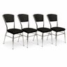Cadeira Cozinha Reforço Cromada Assento Grosso Confortável Encosto Estofado Cor Preto Kit 4 Peças - 3