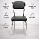 Ver imagem 5 de Cadeira Cozinha Reforço Cromada Assento Grosso Confortável Encosto Estofado Cor Preto Kit 4 Peças