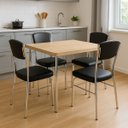 Ver mais imagens de Cadeira Cozinha Reforço Cromada Assento Grosso Confortável Encosto Estofado Cor Preto Kit 4 Peças