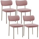 Ver imagem 1 de Kit 04 Cadeiras Decorativa Estofada para Sala de Jantar Melina Base Arena L02 Suede Rosê - Lyam