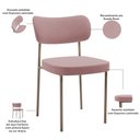 Ver imagem 7 de Kit 04 Cadeiras Decorativa Estofada para Sala de Jantar Melina Base Arena L02 Suede Rosê - Lyam