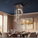 Ver imagem 1 de Lustre para Sala Quarto de Cristal Legítimo K9 Base Inox 14x14 Cm Soq E27 - Transparente