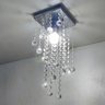 Lustre para Sala Quarto de Cristal Legítimo K9 Base Inox 14x14 Cm Soq E27 - Transparente - 1