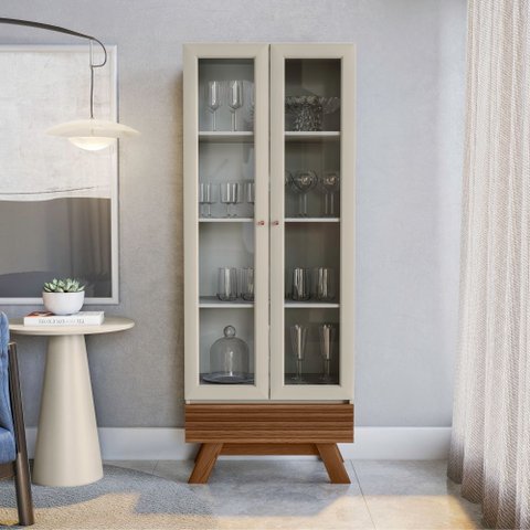 Cristaleira com Portas de Vidro Bétis Freijo Off White