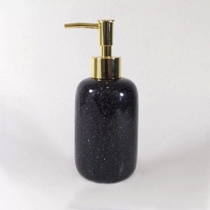 Porta Sabonete Liquido Cerâmica Preto/Dourado 17CM 9071