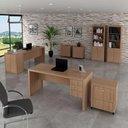 Ver imagem 1 de Kit Escritório Completo 8 Peças com 2 Mesas e 2 Estantes Cor:amêndoa