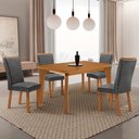 Ver imagem 1 de Mesa de Jantar Liz 120cm Tampo MDF Laminado Canto Copo com 4 Cadeiras Lisa Moderna Mobília