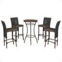 Ver imagem 1 de Mesa Bistrô e 4 Banquetas Roma Marrom Corda Estofado 9 Trama Preto