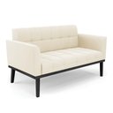 Ver imagem 7 de Conjunto Poltrona e Namoradeira Decorativa Karen Pés Fixo em Madeira Preto Veludo Bege G19 - Gran Be