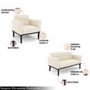Ver imagem 3 de Conjunto Poltrona e Namoradeira Decorativa Karen Pés Fixo em Madeira Preto Veludo Bege G19 - Gran Be