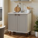 Ver imagem 1 de Balcão 2 Portas sem Tampo 100% MDF Americano Provençal Iluminata Cinza/Branco/Fendi