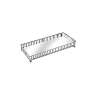 Bandeja Retangular Decorativa Espelhada Cromada 23,5X12,5CM 8158