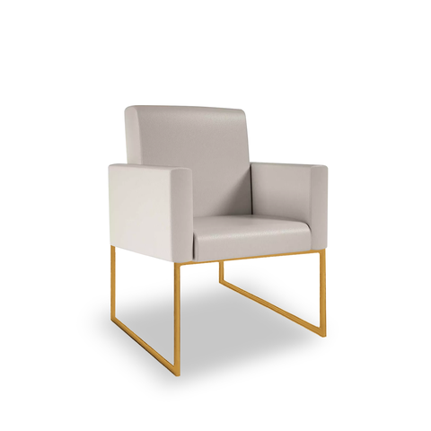 Poltrona Moderna Clínica Courino 3 Cores- Base Ferro Dourado - Bege