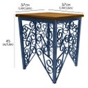 Ver imagem 1 de Banquinho De Ferro para Sala Varanda Moderno Madeira de Demolição - Azul Royal